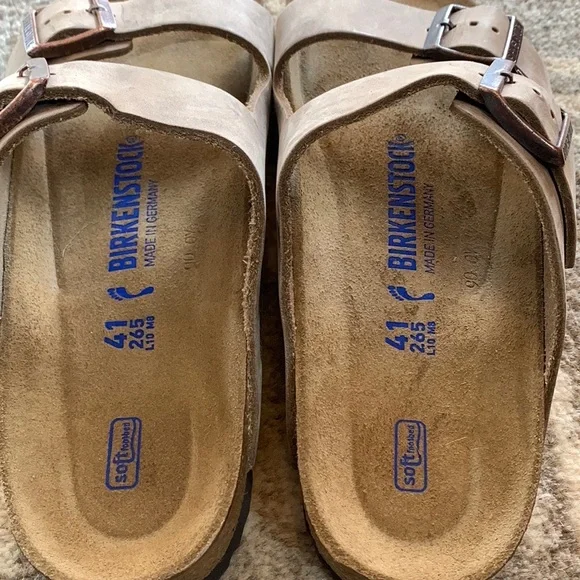 BIRKENSTOCK Near-New Arizona Oiled Leather Tan Sandals Size 41 - Picture 2 of 9